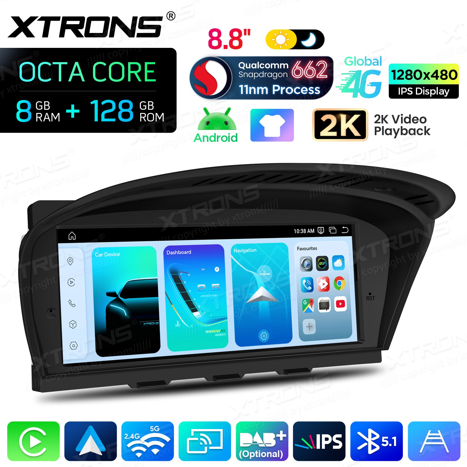 8.8″ For BMW 3 5 Series E90 E60 CCC Carplay Car Stereo Screen GPS 8+128G 4G LTE