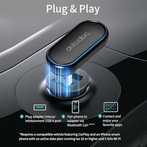 Wireless CarPlay/Android Auto 360 ° Rotation Mini Plug and Play Black
