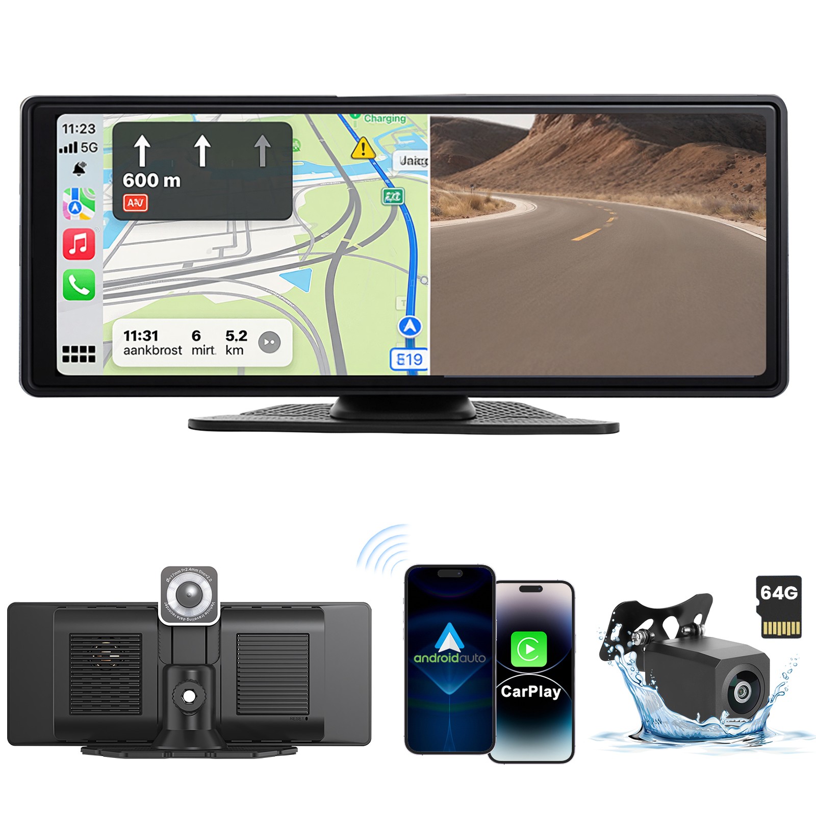 10.26 Inch Wireless Car Display Screen, Car Stereo Automobile Video Player
