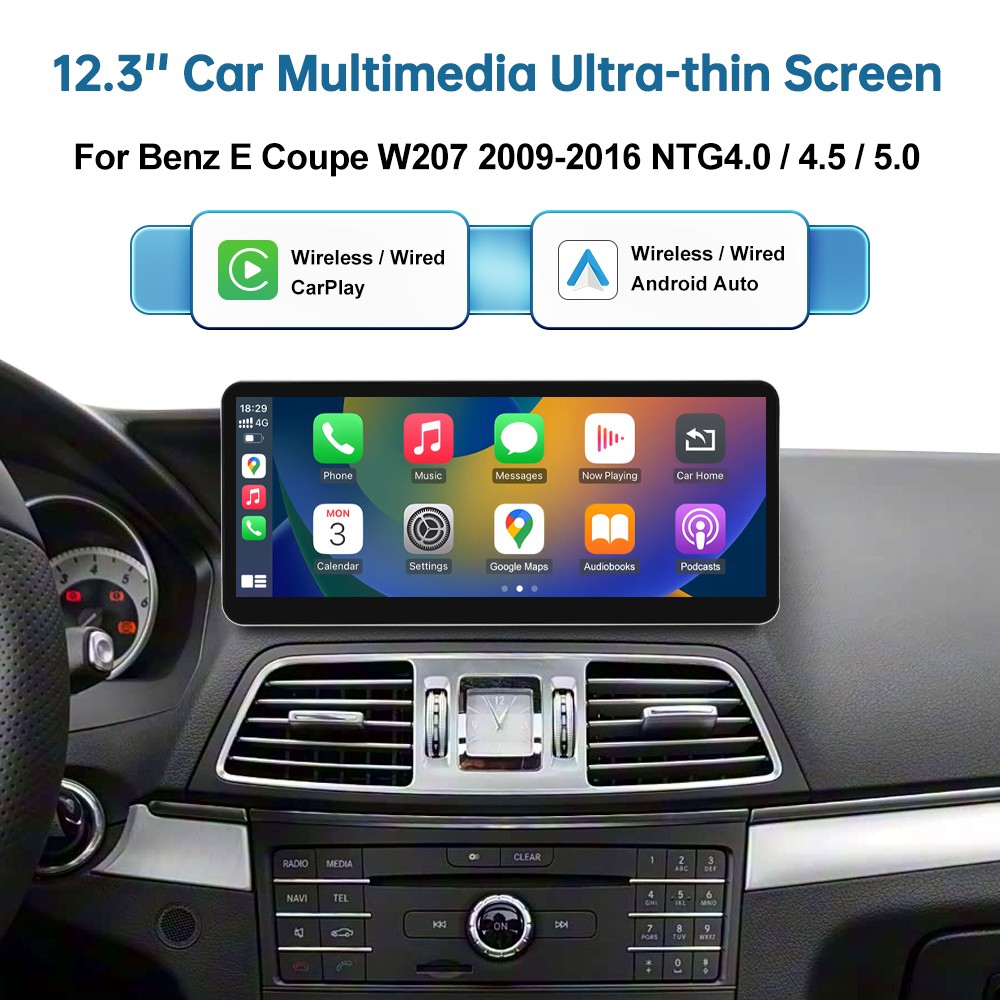 12.3″ Wireless CarPlay Touchscreen Auto Stereo For Benz E Coupe C207 4.0/4.5/5.0