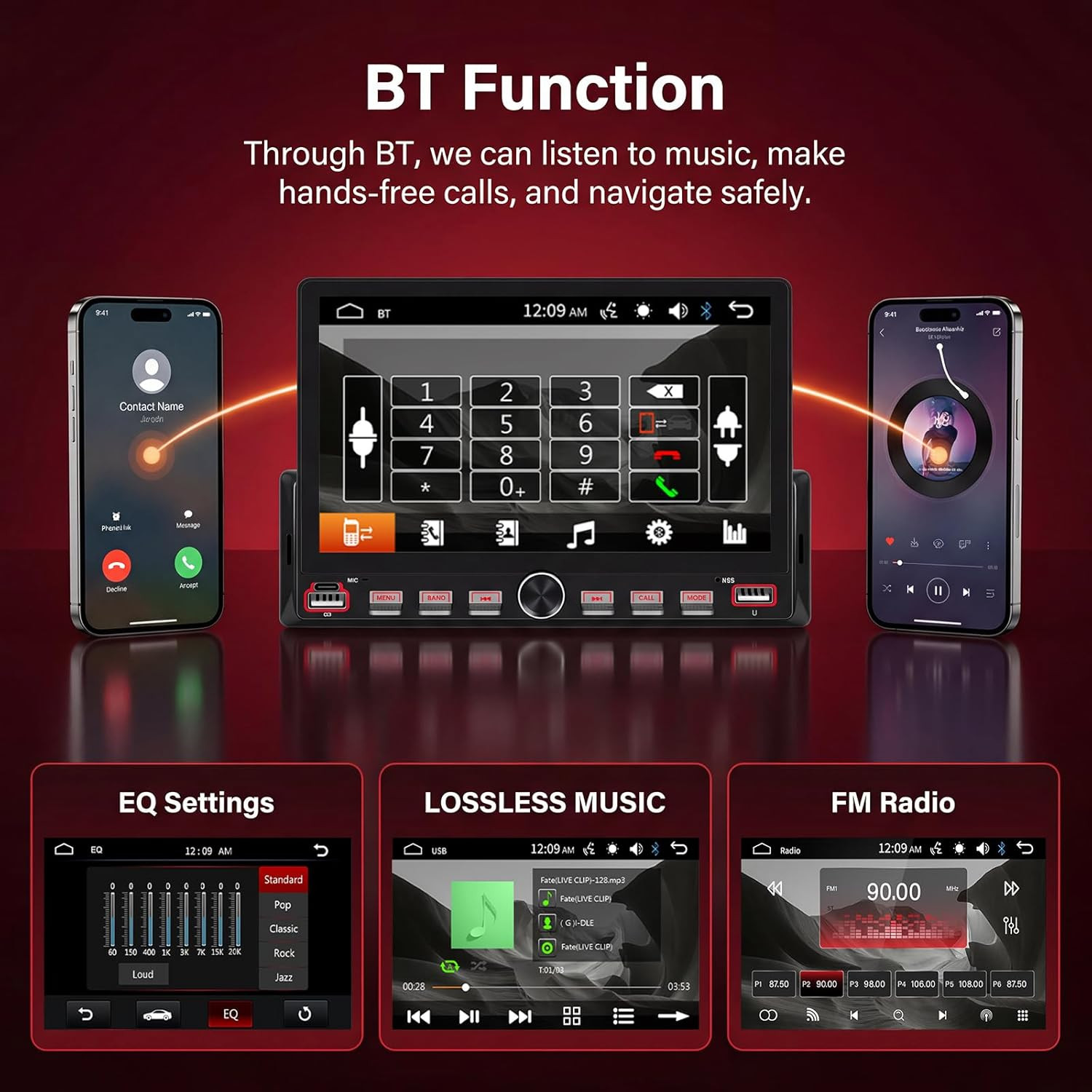 Single Din Car Radio with Bluetooth Ios/Android Mirror Link Share Same Video, 7″