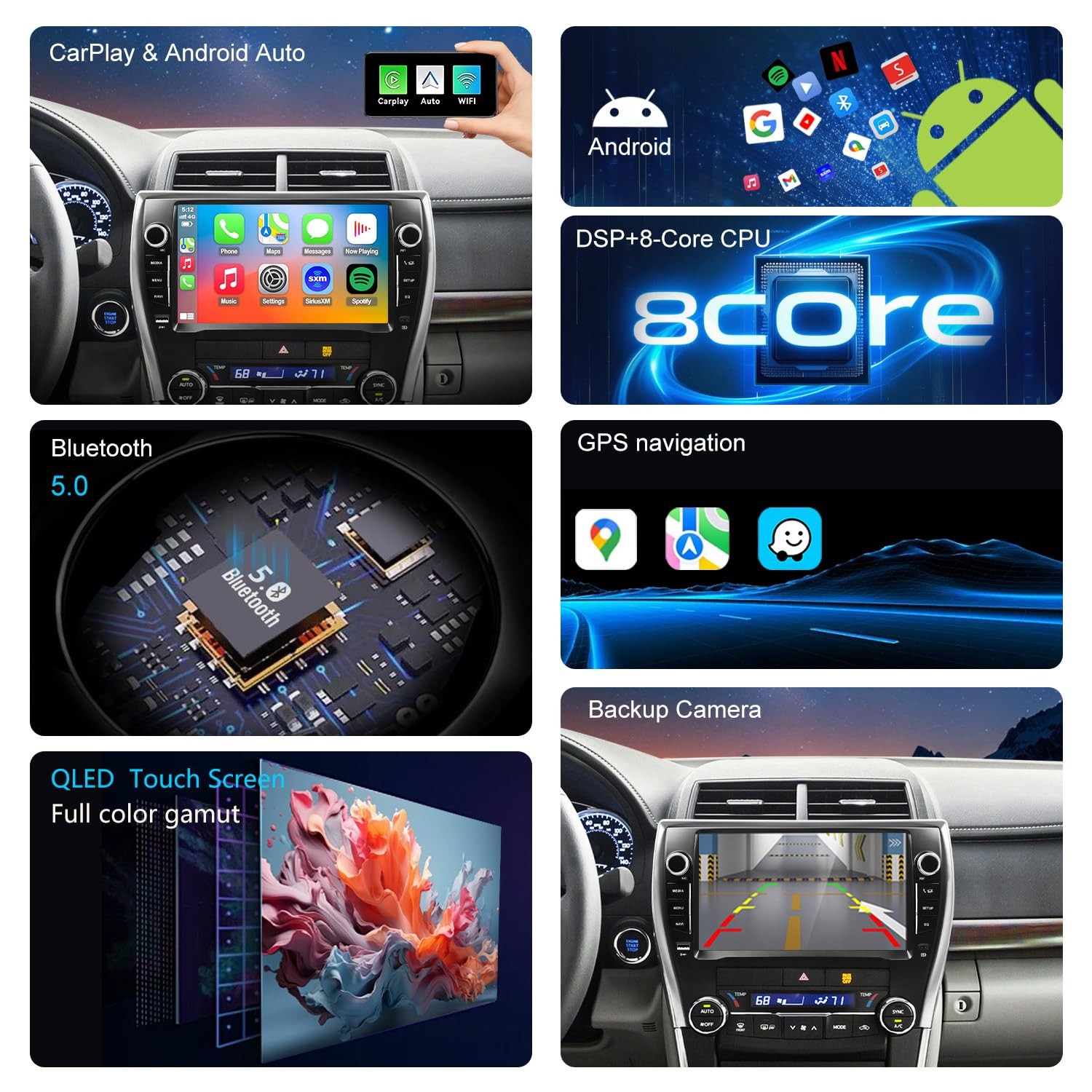 10″ Touchscreen Wireless Carplay Android Auto Stereo for 2015-2017 Toyota Camry