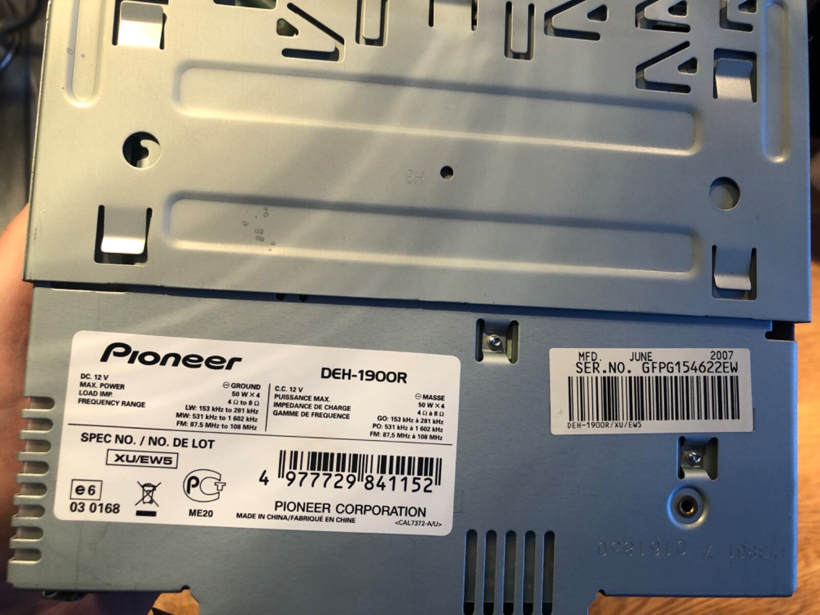 Pioneer Mosfet 50Wx4 DEH-1900R cd car player