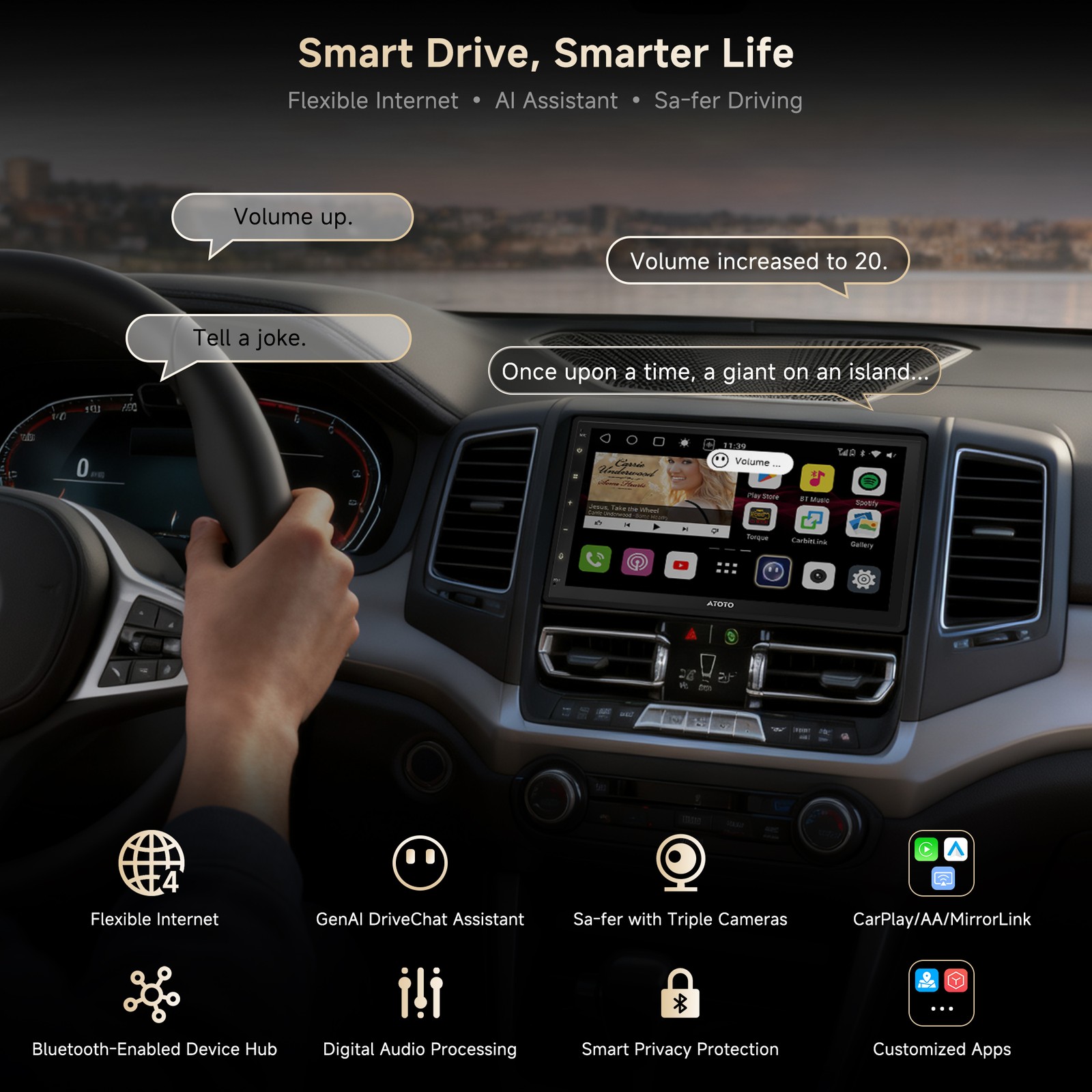ATOTO S8MS Android Car Stereo CarPlay & Android Auto AI Chat Car Assist Dual BT