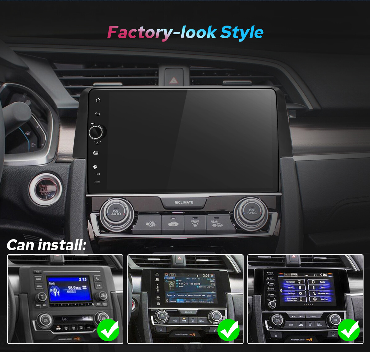 For Honda Civic 2016+ JOYING 9″ Android 12 Car Radio GPS Navi Carplay Multimedia