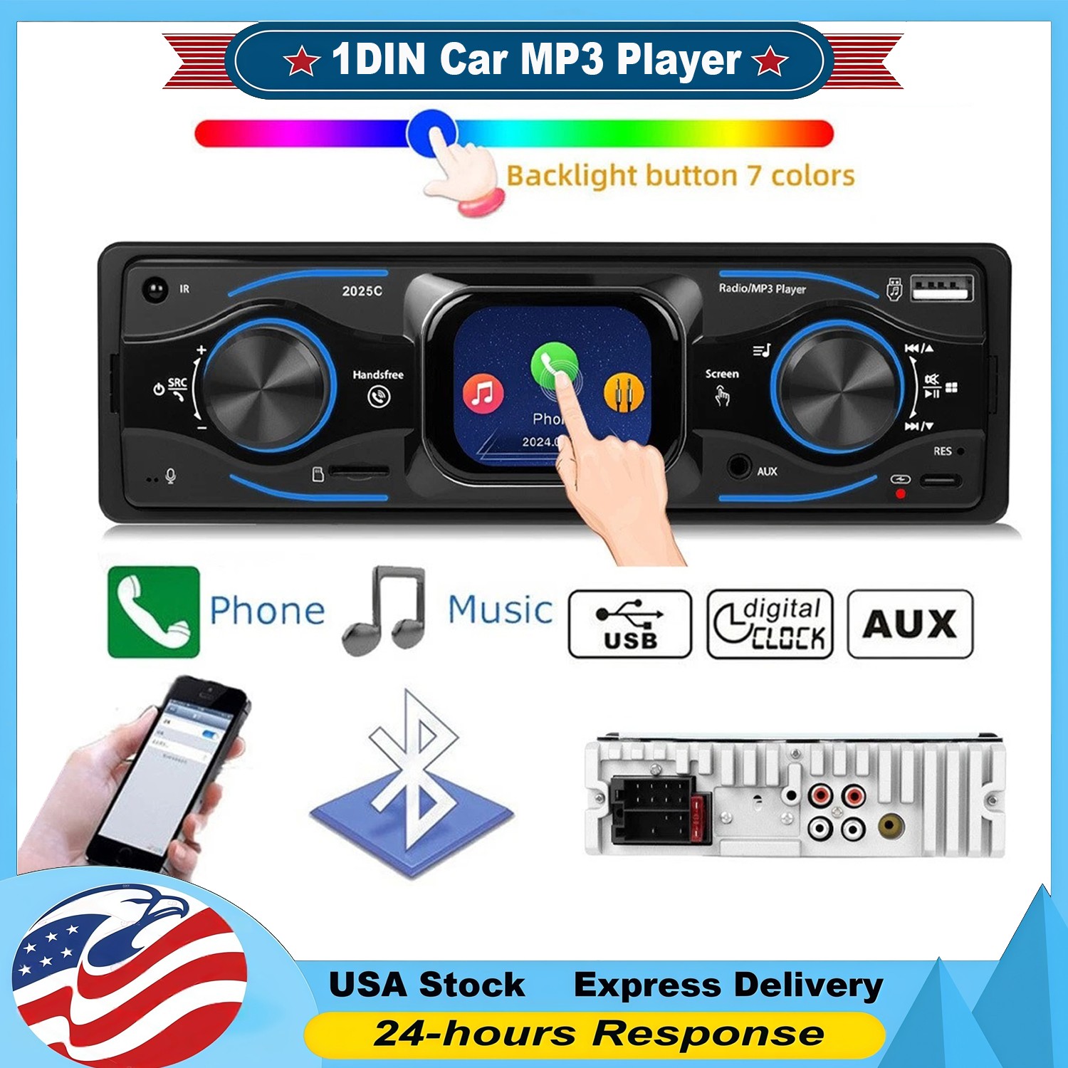 1 DIN 2.17 inch Car Stereo Radio Touch Screen Bluetooth FM MP3 Player TF USB AUX