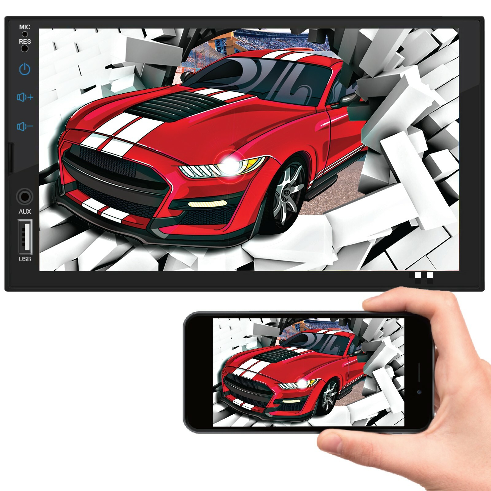 200W 7″ 2DIN Car Stereo Radio MirrorLink Compatible with Navigation and Youtube