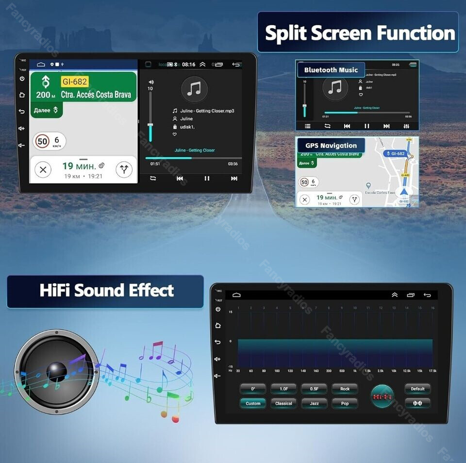 4G+64G 9″ Android 13 Apple CarPlay Double 2 DIN Car Stereo GPS Radio RDS BT WIFI