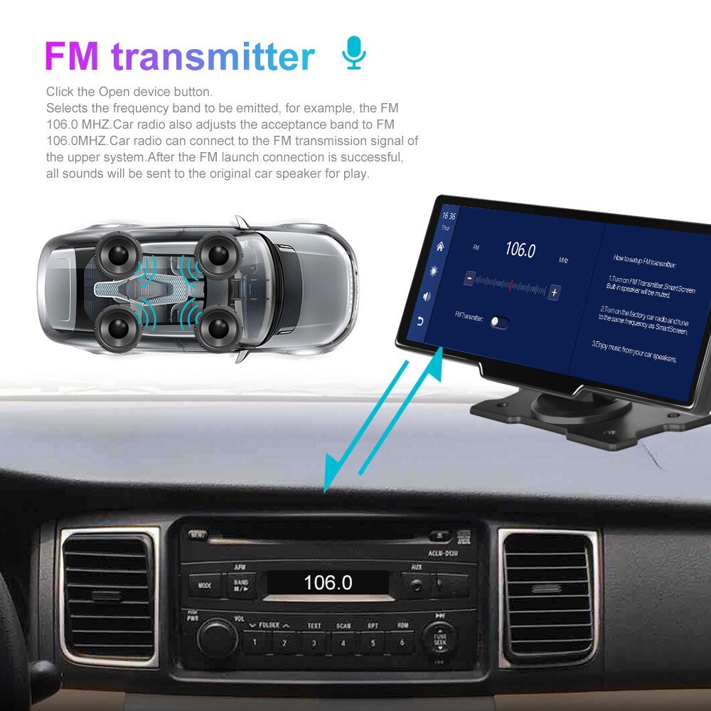 10.26″ 4K Touchscreen Wireless Apple CarPlay Android Auto FM Bluetooth Car Stere