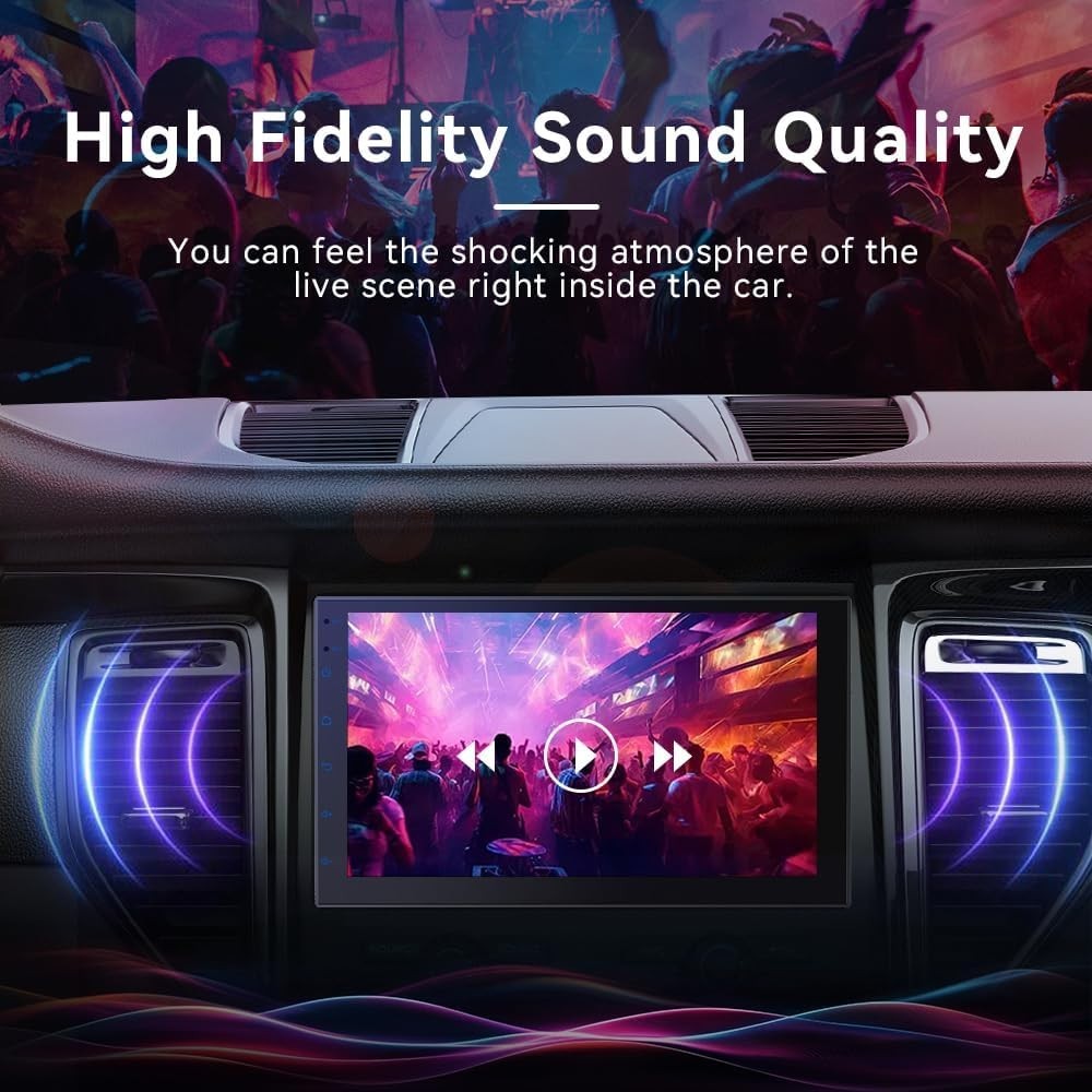 Haudio 7 inch Double Din Car Stereo Black Voice Control with Wireless Carplay