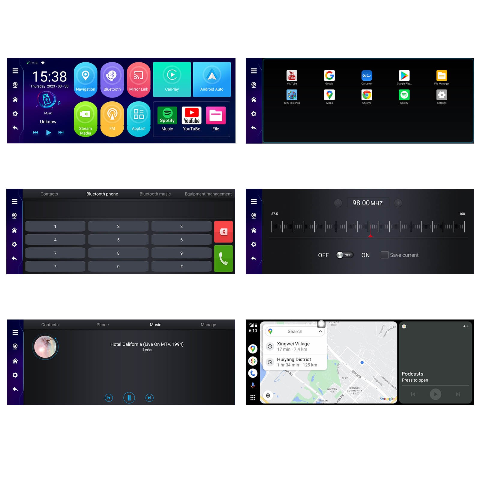 10.26″ Portable Bluetooth Car Navigation Wireless Carplay HD Large Touch Screen
