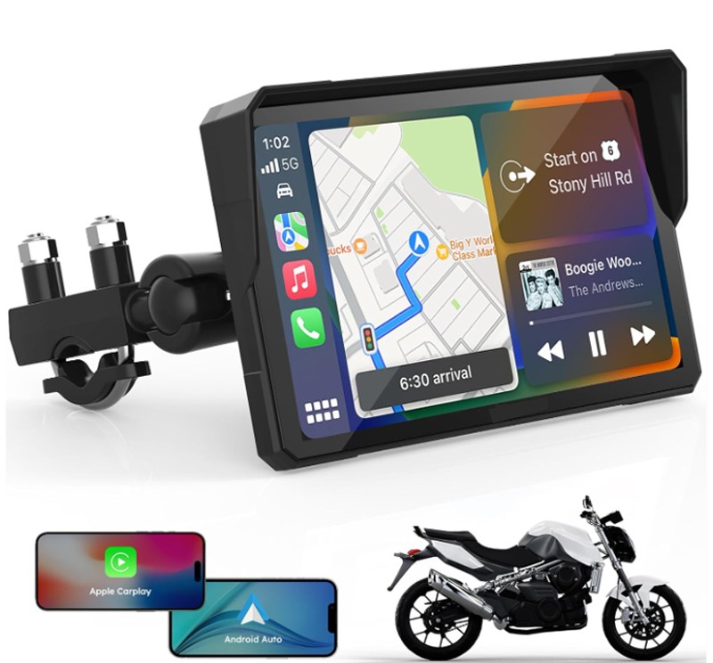 7″ Motorcycle Carplay GPS Navigation Wireless CarPlay & Android Auto Motorbike