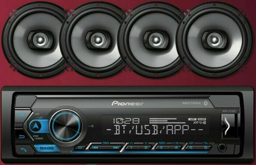 Pioneer MXT-S3266BT Package of 1-DIN Media Receiver & 2 Pairs 6.5″ Speakers