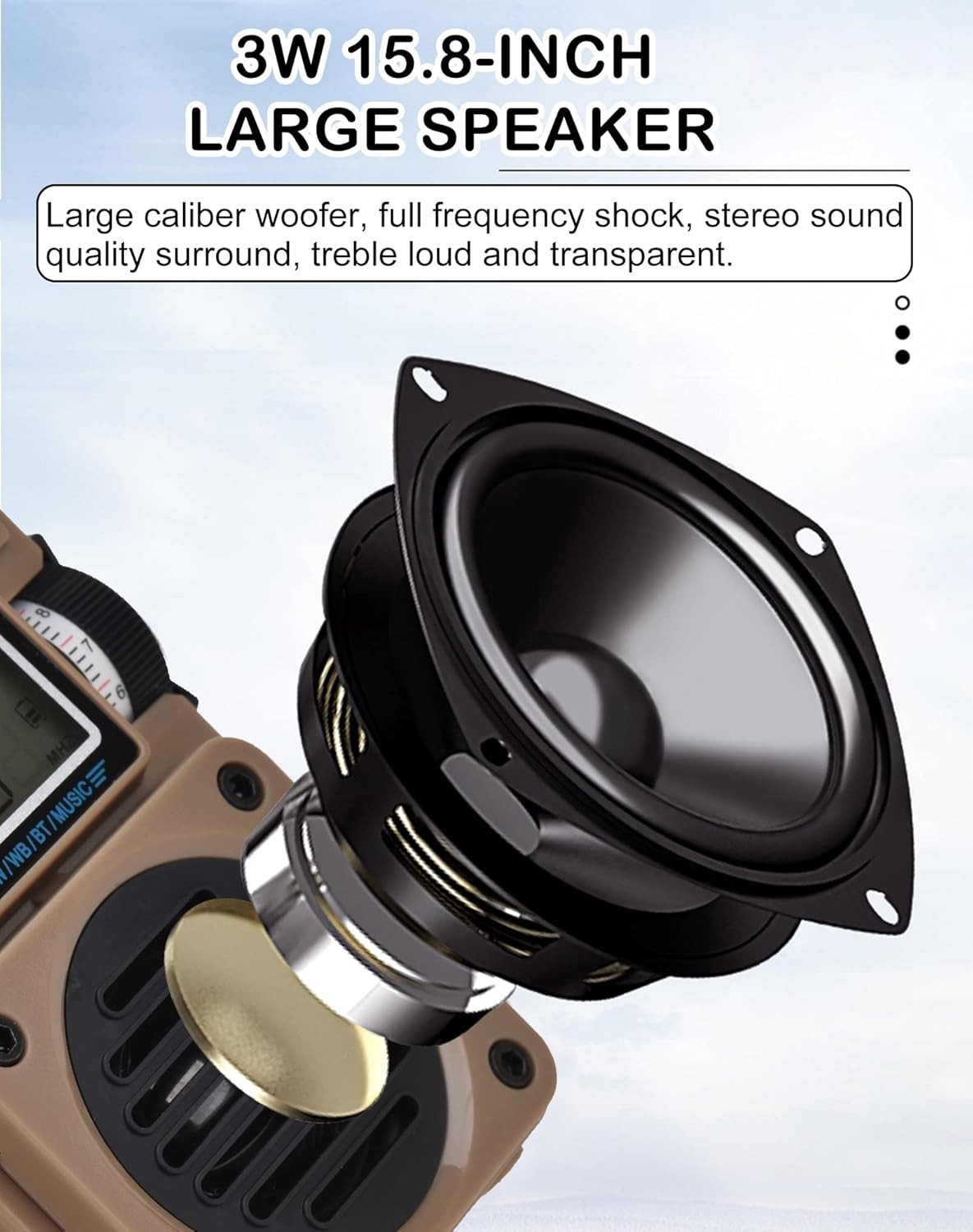 Bluetooth Radio Speaker Support MicroSD FM Shortwave NOAA Alerts Rechargeable…