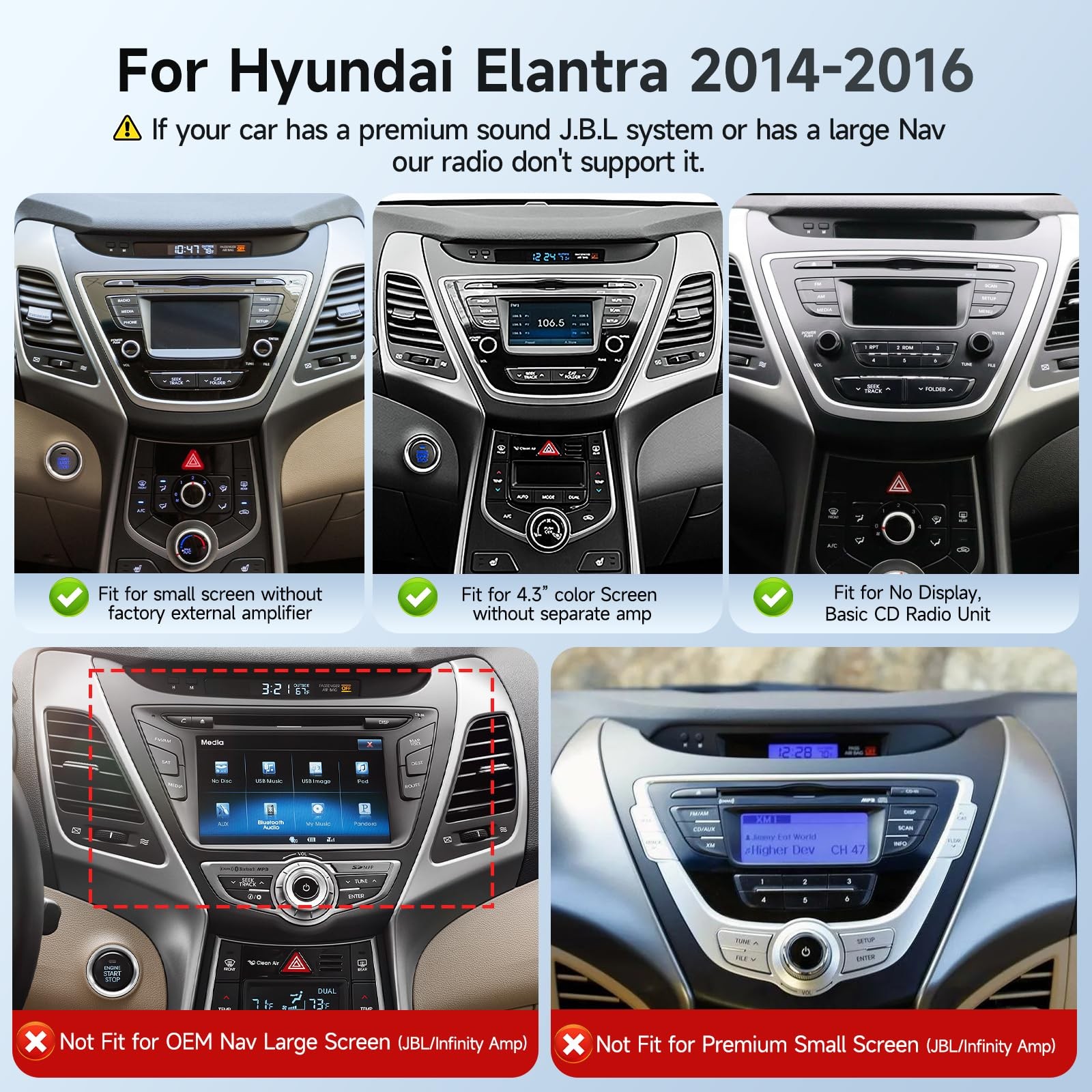 Leadfan Elantra 2014-16 Stereo Carplay BT