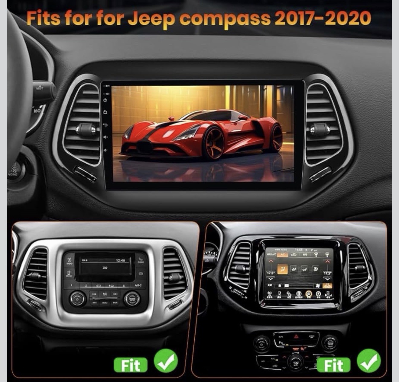 Android 13 Car Stereo for Jeep Compass 2017-2020 10″ Touchscreen Radio