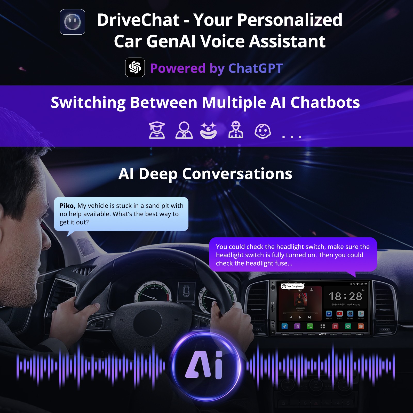 ATOTO A6PF 7in Double Din Android Car Stereo-2G+32G w/ CarPlay Android Auto WiFi