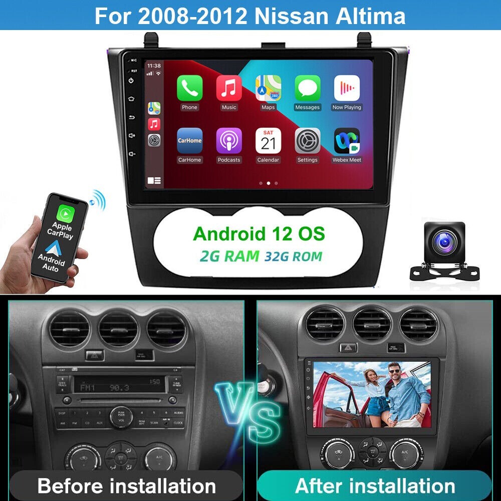 For 2008-2012 Nissan Altima Apple CarPlay Car Radio Android GPS Stereo 64GB