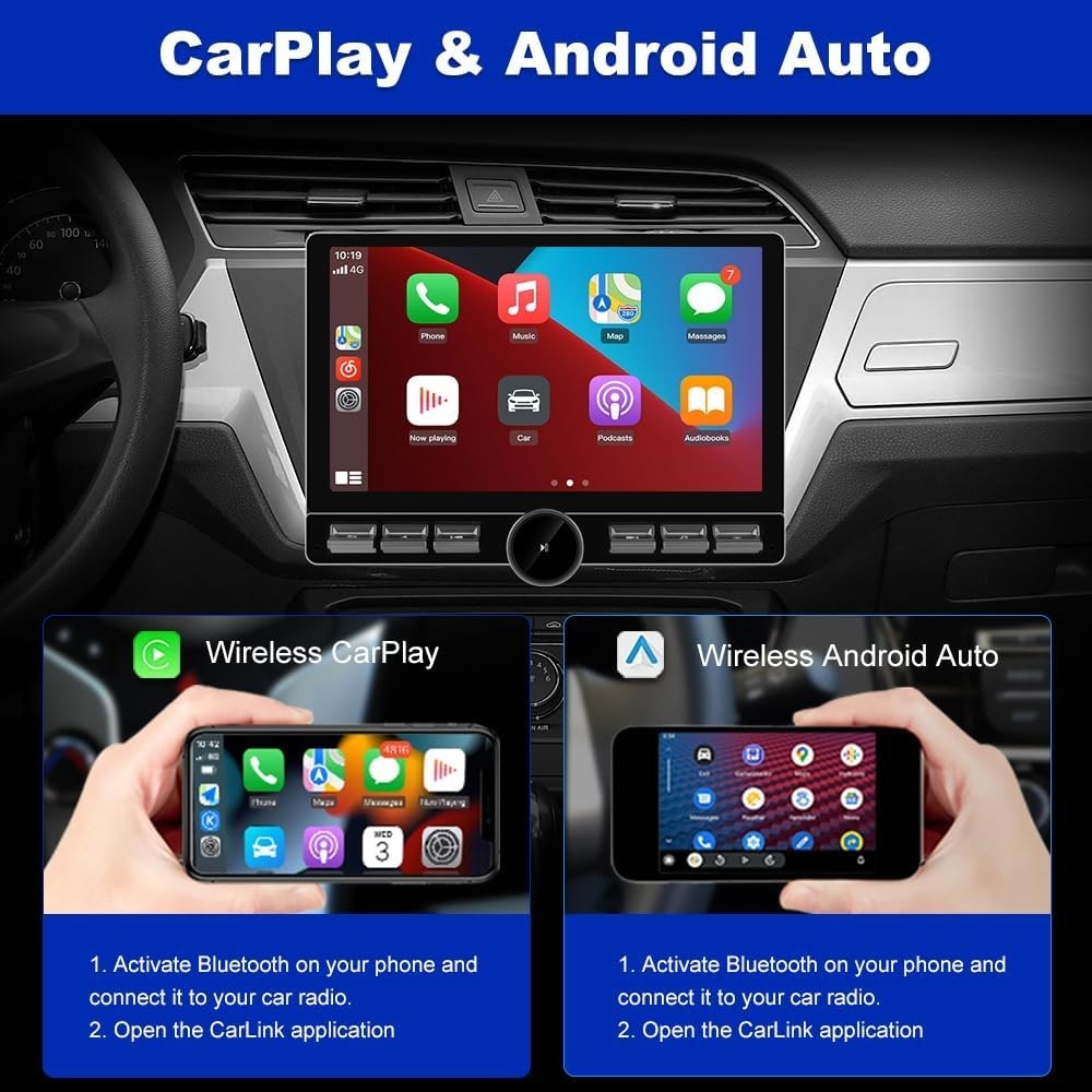 10.6″ Android 13 Double Din Car Radio 4+ 64G W/L 4G Knob Button GPS DSP Wi
