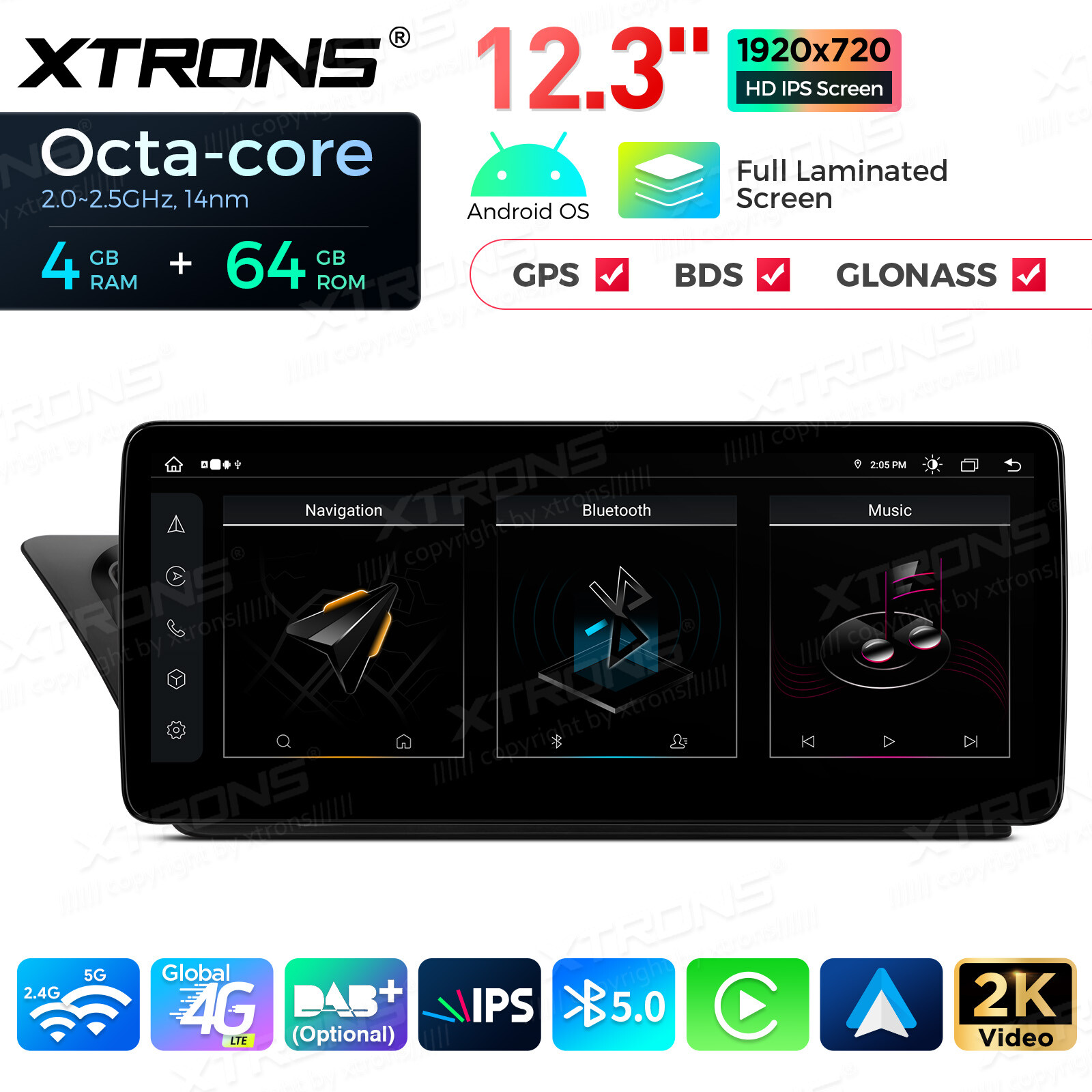 For Audi A4 A5 LHD 12.3″ Android Radio Player Wireless CarPlay IPS Screen 4G 64G