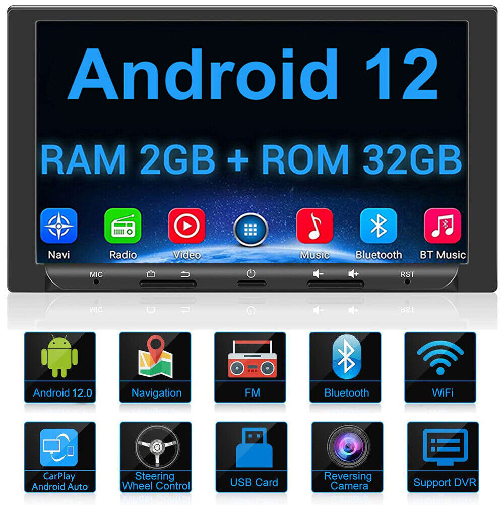 Android 12.0 Double Din 7″ Car Stereo Apple CarPlay Auto Radio GPS Navi WiFi FM