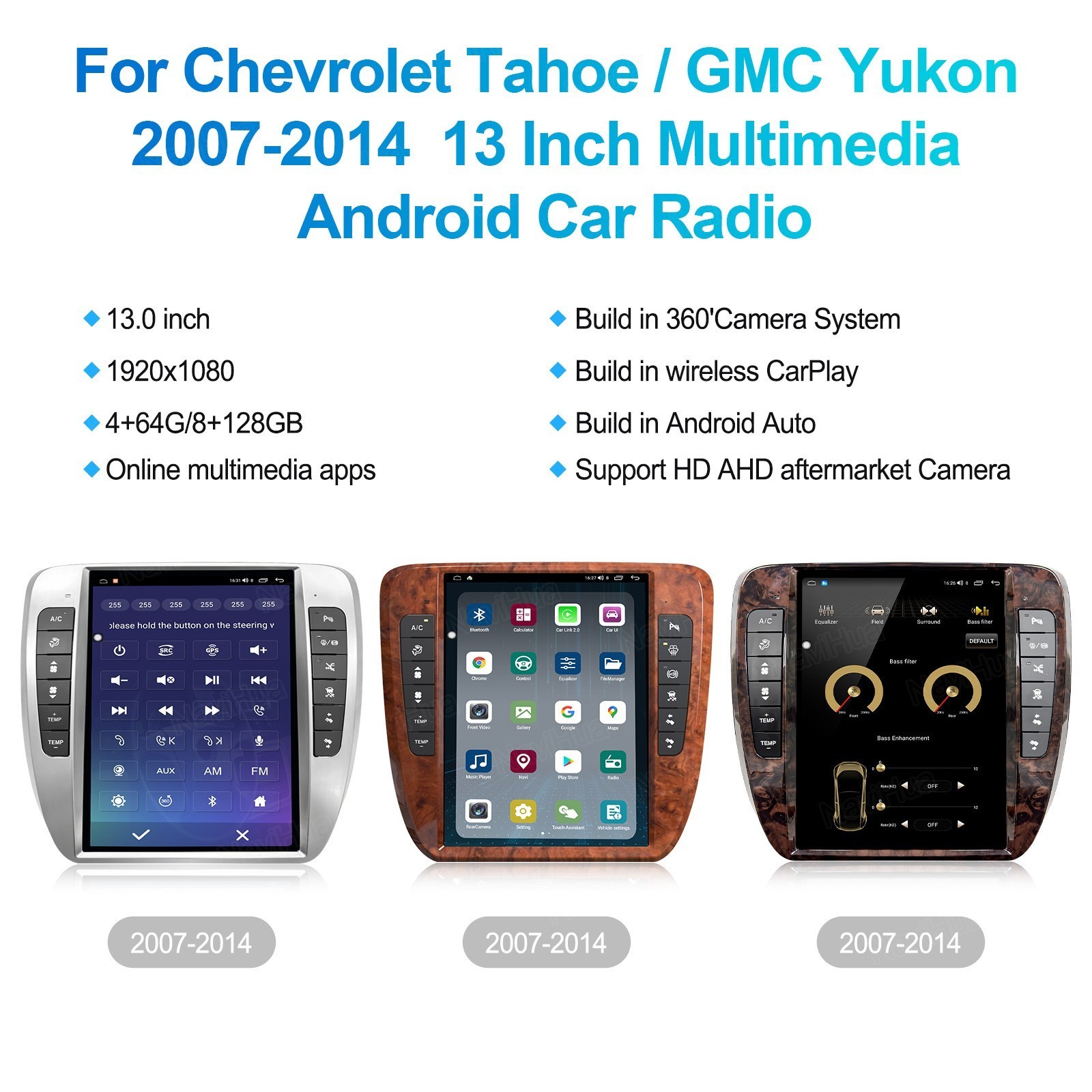13″ Carplay Stereo Radio For Silverado Tahoe Suburban GMC Yukon GPS Navigation