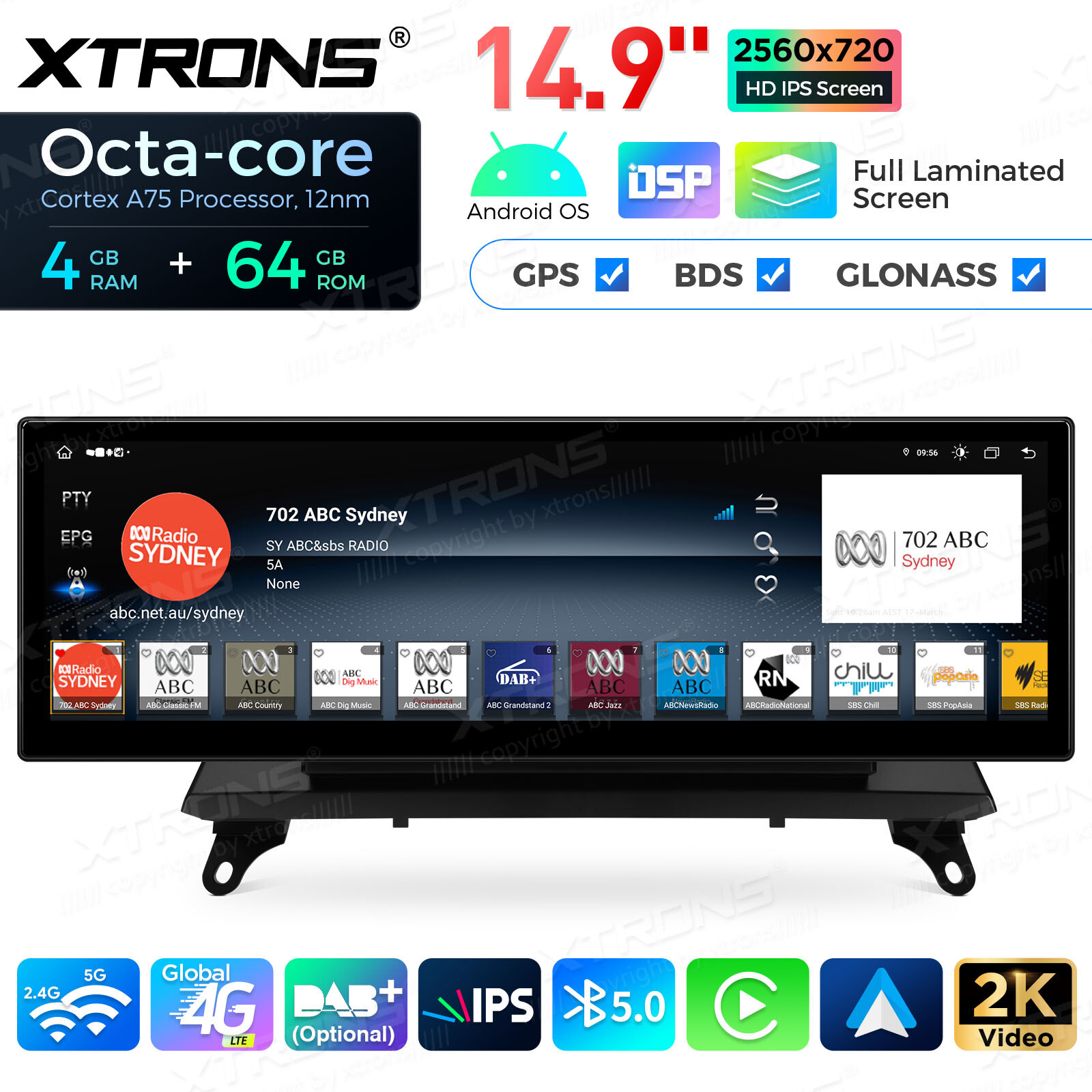 Android 14 Stereo for BMW X5 E70 X6 E71 14.9 inch Screen Wireless CarPlay 4G 64G