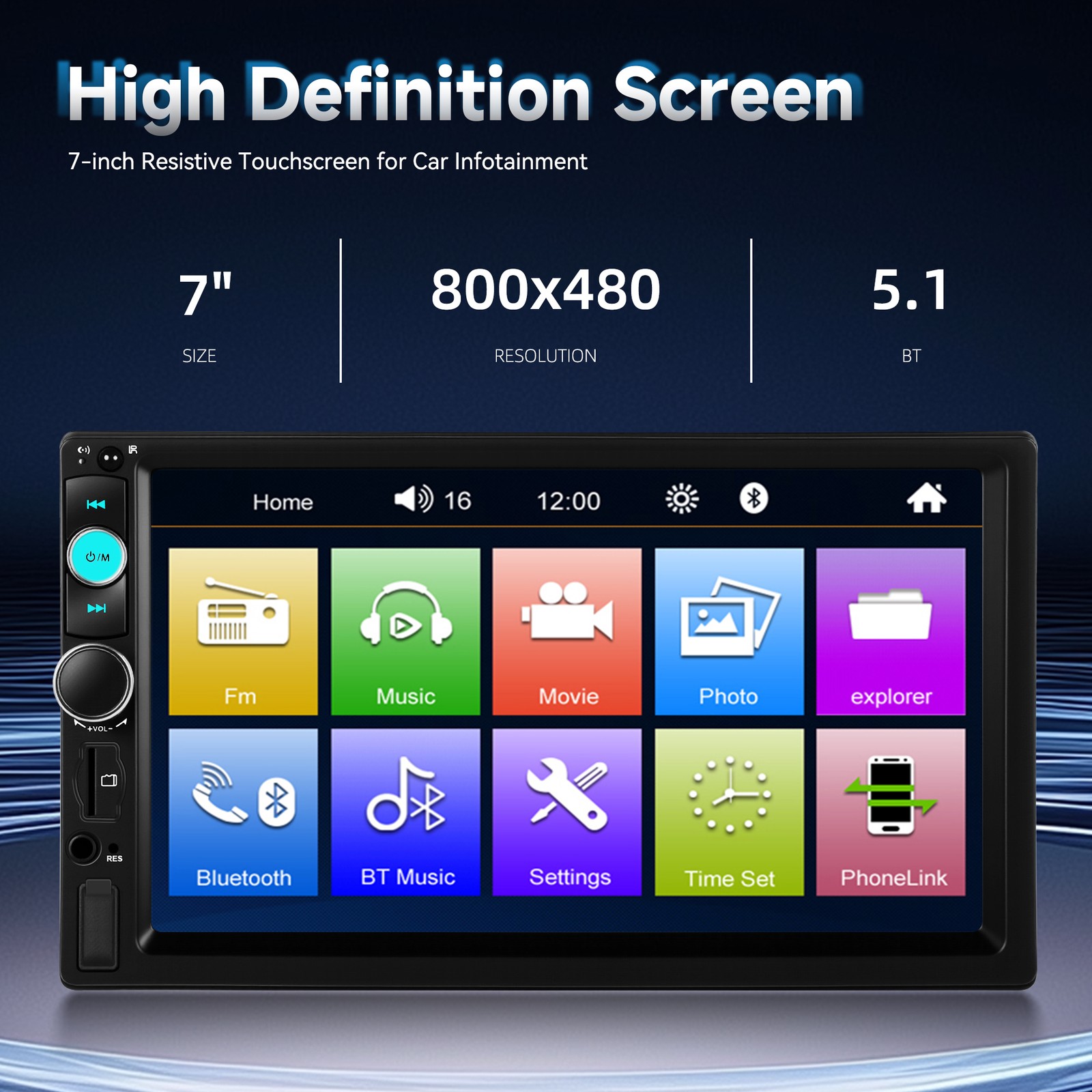 F710C 7inch Touch Screen Stereo Single 2Din Radio Car Apple/Android Carplay GPS