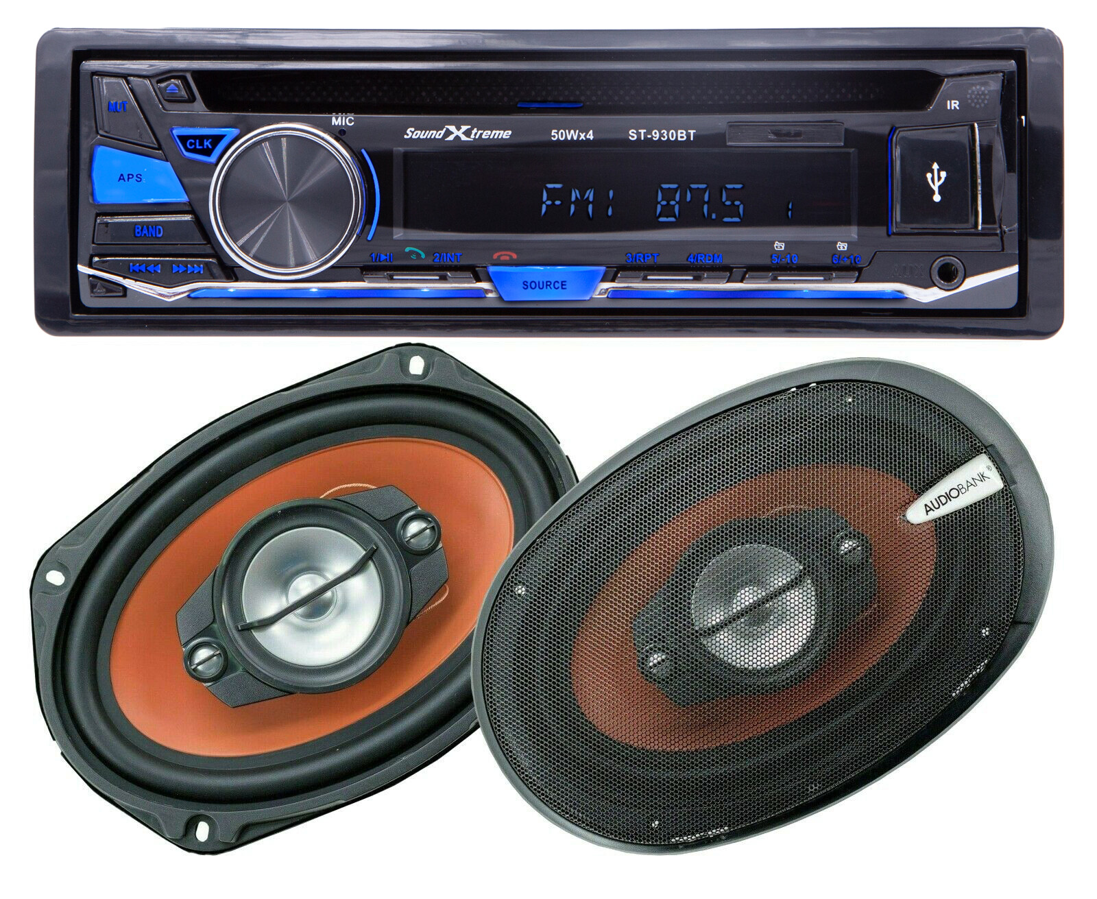 SoundXtreme 200W Bluetooth Car Audio CD AM/FM Receiver + 2x 500W 6″x9″ Speakers