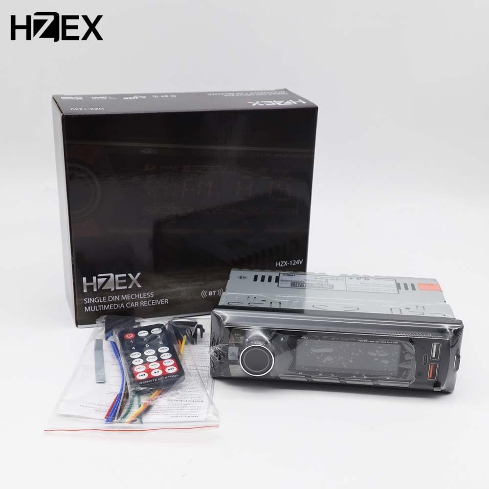 HZEX Single Din Car Stereo with Bluetooth, Detachable Face 1 Din, Black