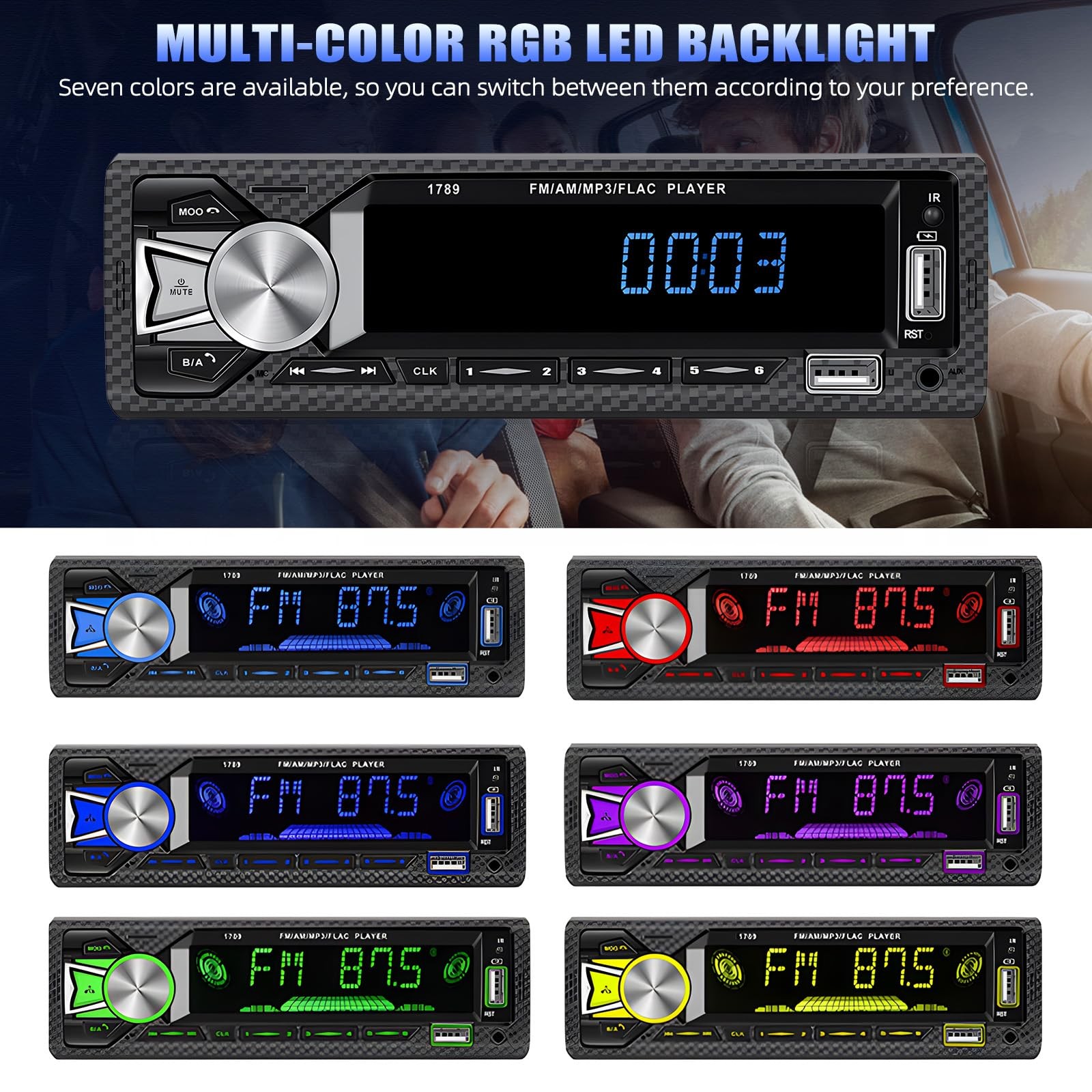 Single Din Car Stereo Bluetooth Hands Free Calling Car Audio Receivers With Digi