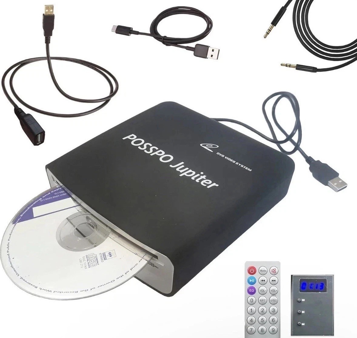 POSSPO Jupiter USB External CD/DVD Player for Car Auto Plug & Play AUX Decoder