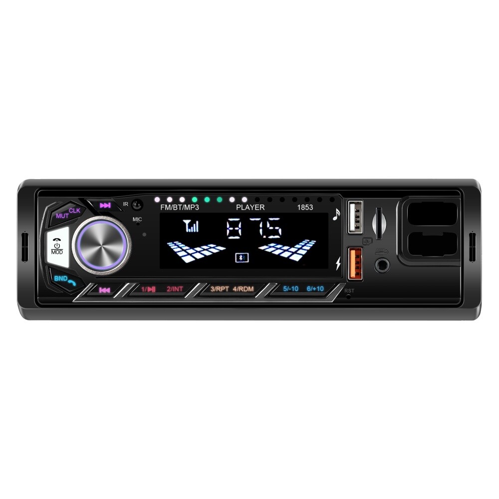 Car Radio Stereo Bluetooth 1Din FM Audio Head Unit MP3 USB/TF/AUX/Phone Holder