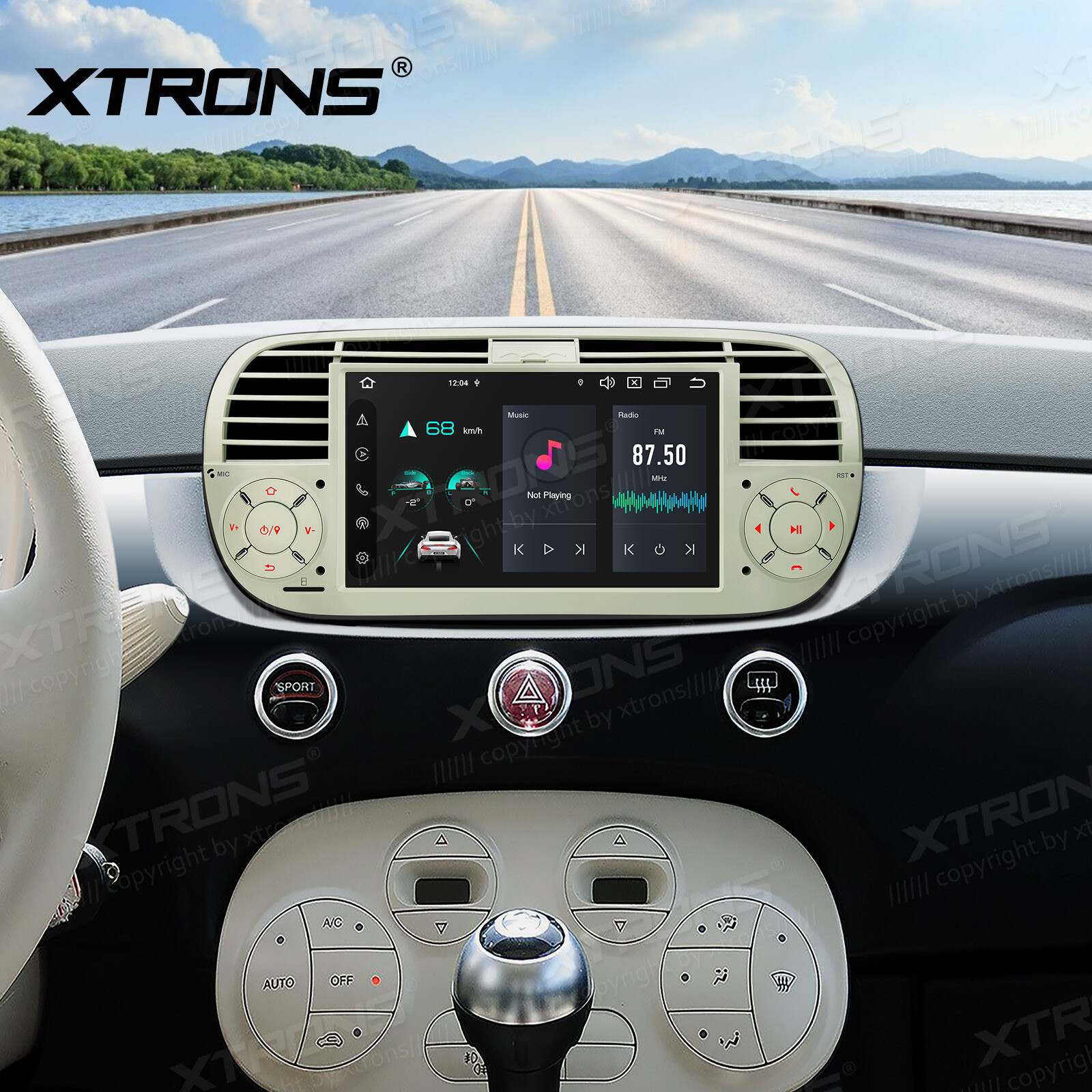 7″ Android 13 8Core Car Play GPS Sat Nav Stereo Radio for Fiat 500 2007-15 Beige