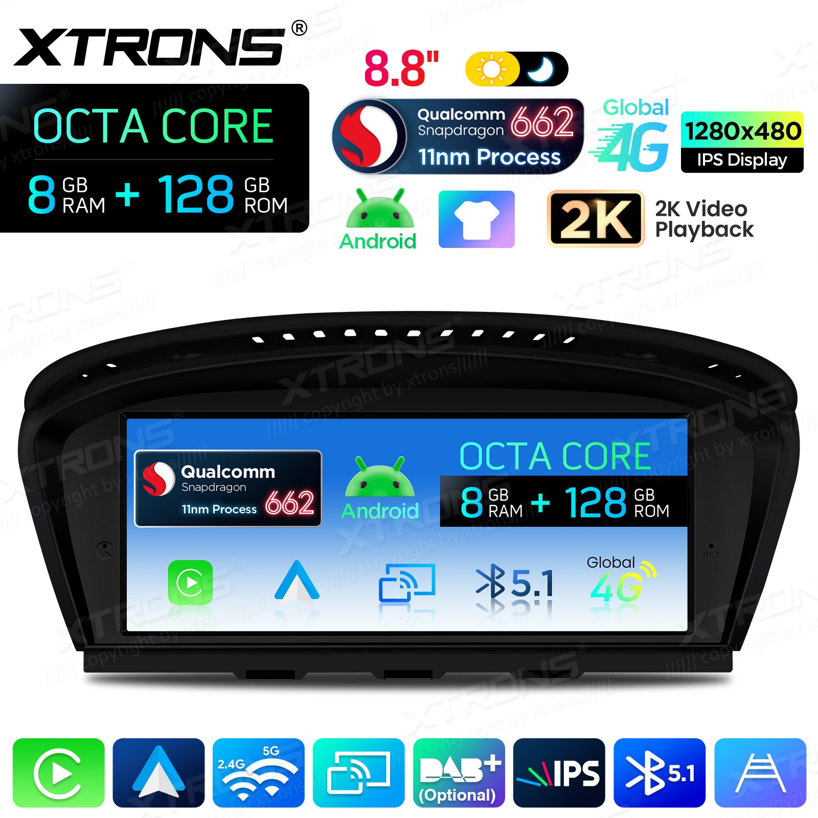 8.8″ For BMW 3 5 Series E90 E60 CCC Carplay Car Stereo Screen GPS 8+128G 4G LTE