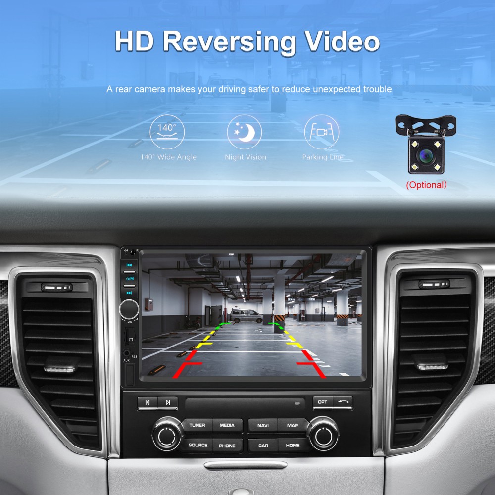 7” Double 2 Din Touch Screen Car Radio Stereo Android Auto BT Apple CarPlay Cam