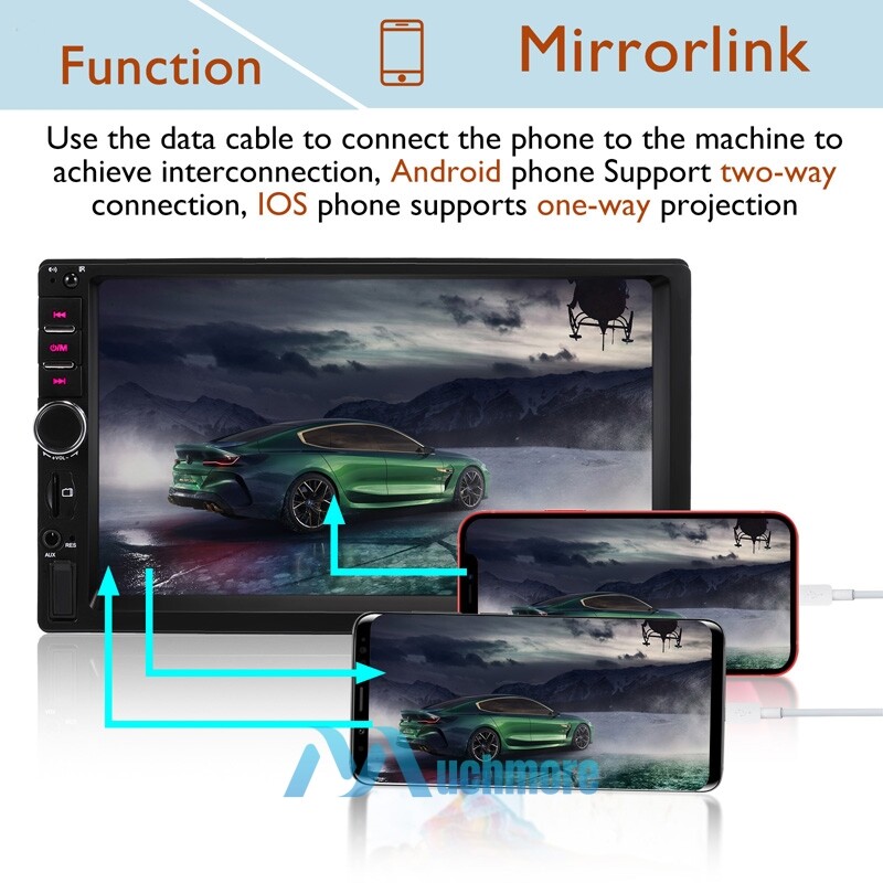 7” Double 2 Din Touch Screen Car Stereo Radio MP5 BT Android/IOS Carplay+Camera