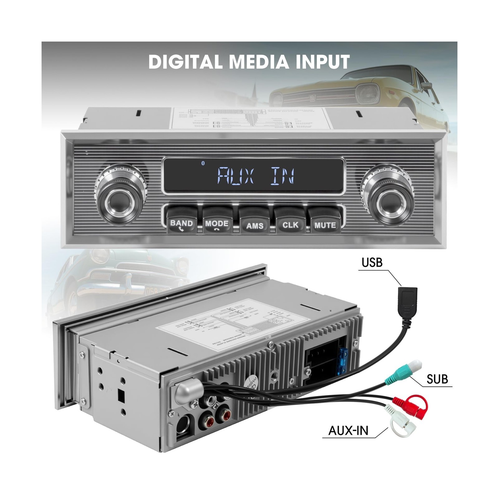 Single Din Classic Car Stereo: Vintage Retro Style Radio for Truck – Bluetoot…