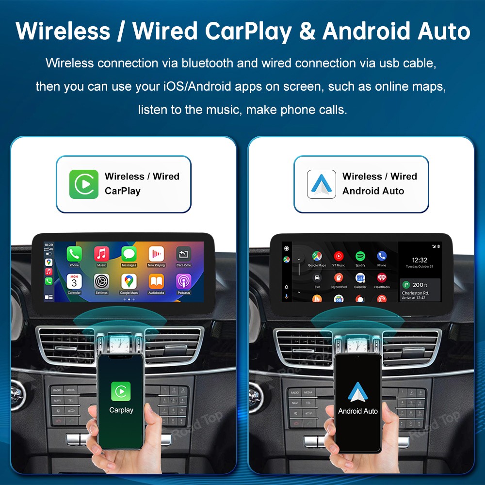 10.25′ Wireless CarPlay Touch Screen Stereo For Benz E W212 NTG4.0 Android Auto