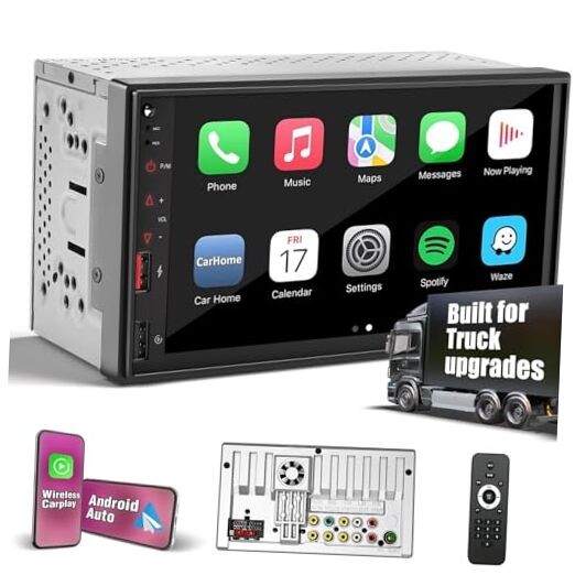 【】 Radio for Truck,Double Din Car Stereo with Wireless Carplay&Android Auto,7