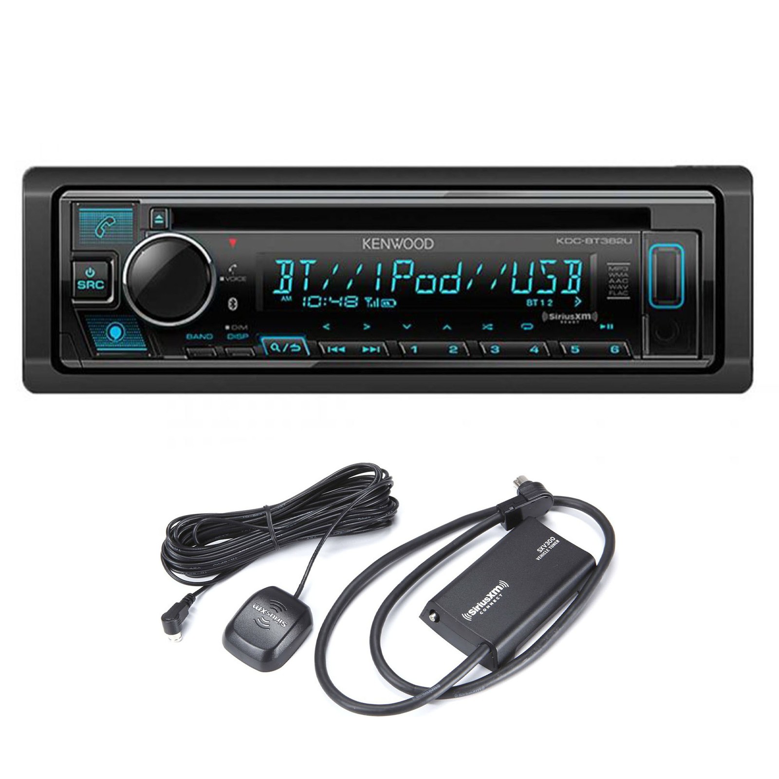 Kenwood KDC-BT382U Bluetooth CD Receiver with USB, Aux & Sirius XM Kit