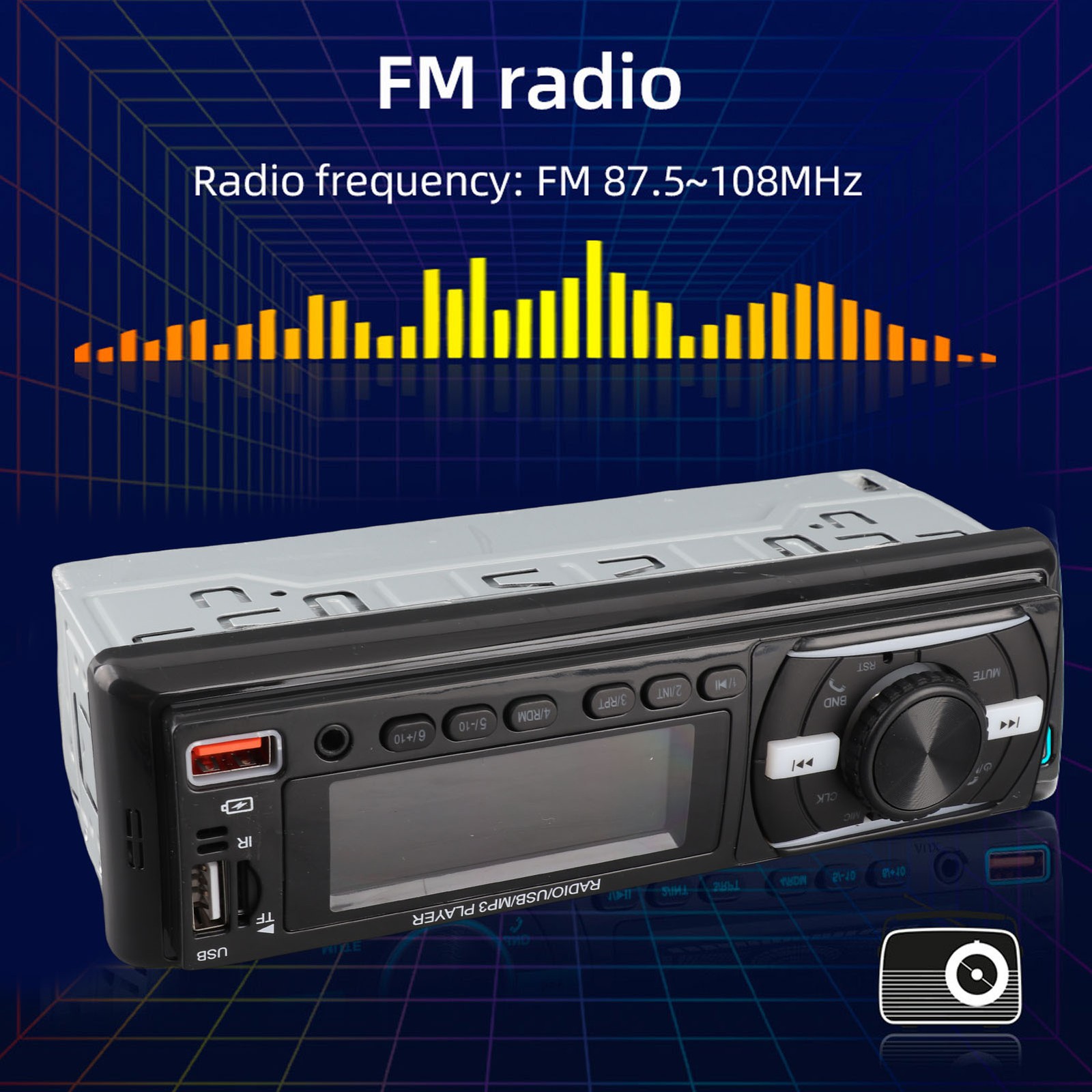 Single DIN Car Radio LCD Display Car Audio Player 60Wx4 High Power For Travel