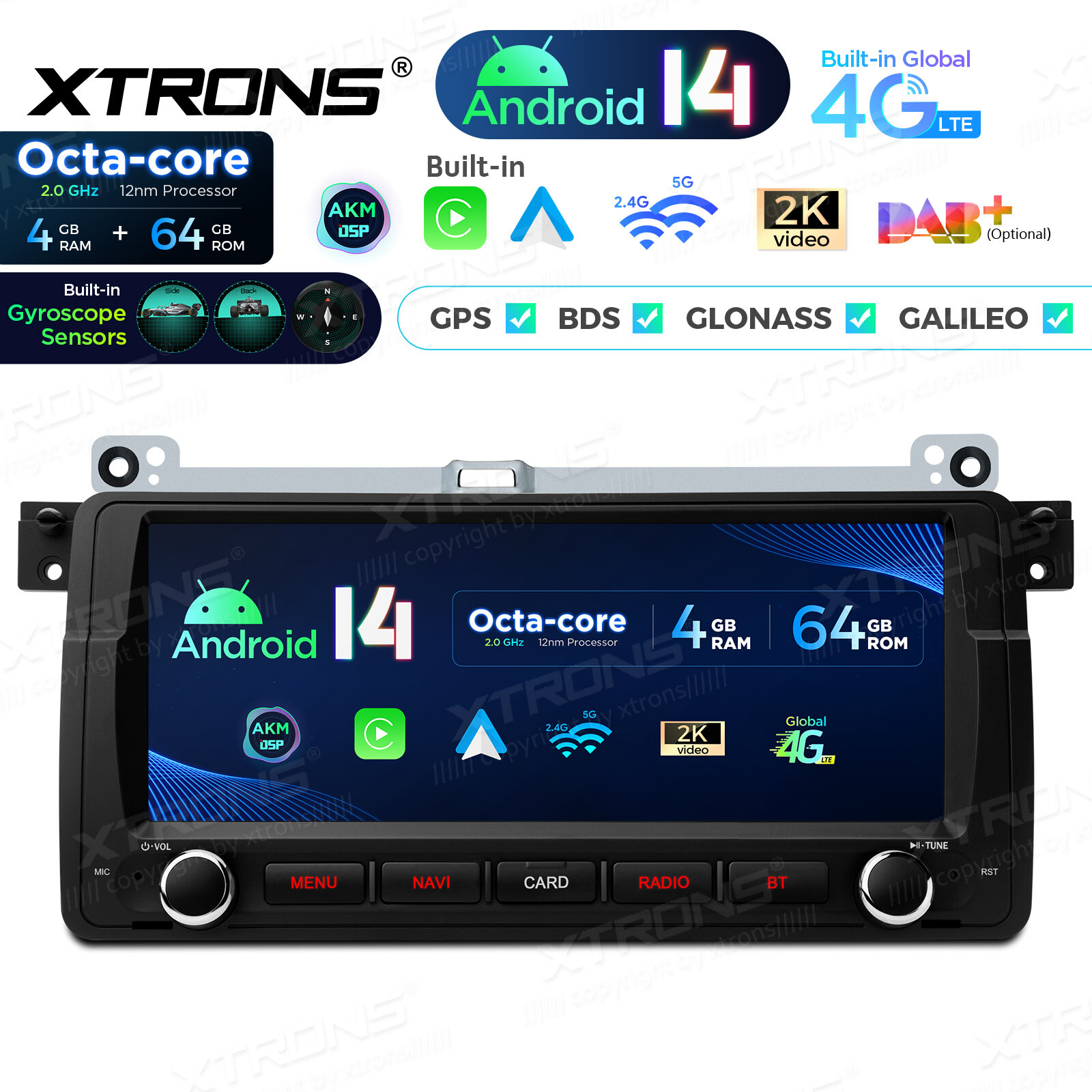 8.8″ HD Screen Android 14 8Core Car Play Radio GPS Stereo 4G For BMW 3er E46 M3
