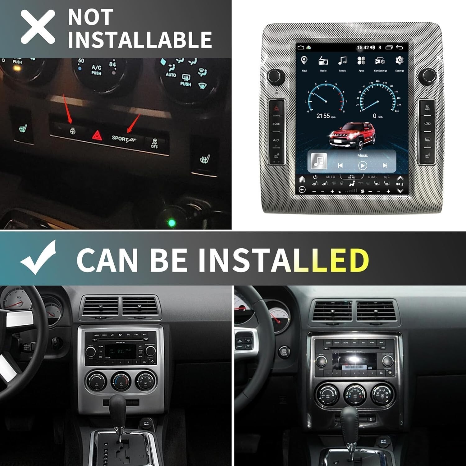 10.4″ 64GB Android Car Radio GPS Carplay Stereo For Dodge Challenger 2008~2014