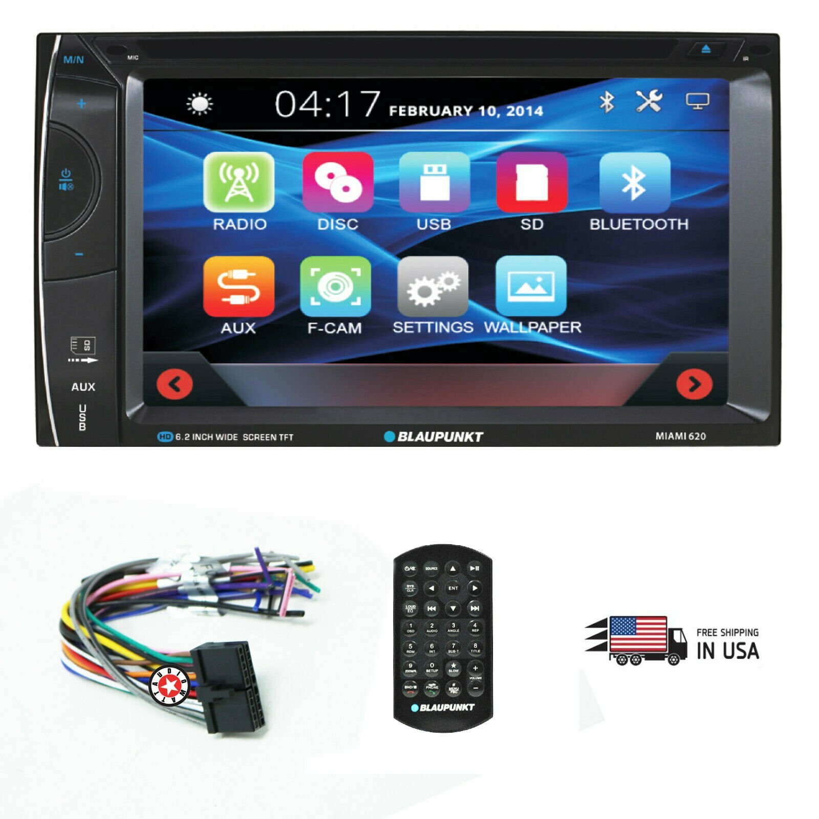 BLAUPUNKT Miami 620 CAR AUDIO DOUBLE DIN 6.2″ TOUCHSCREEN DVD MP3 BLUETOOTH