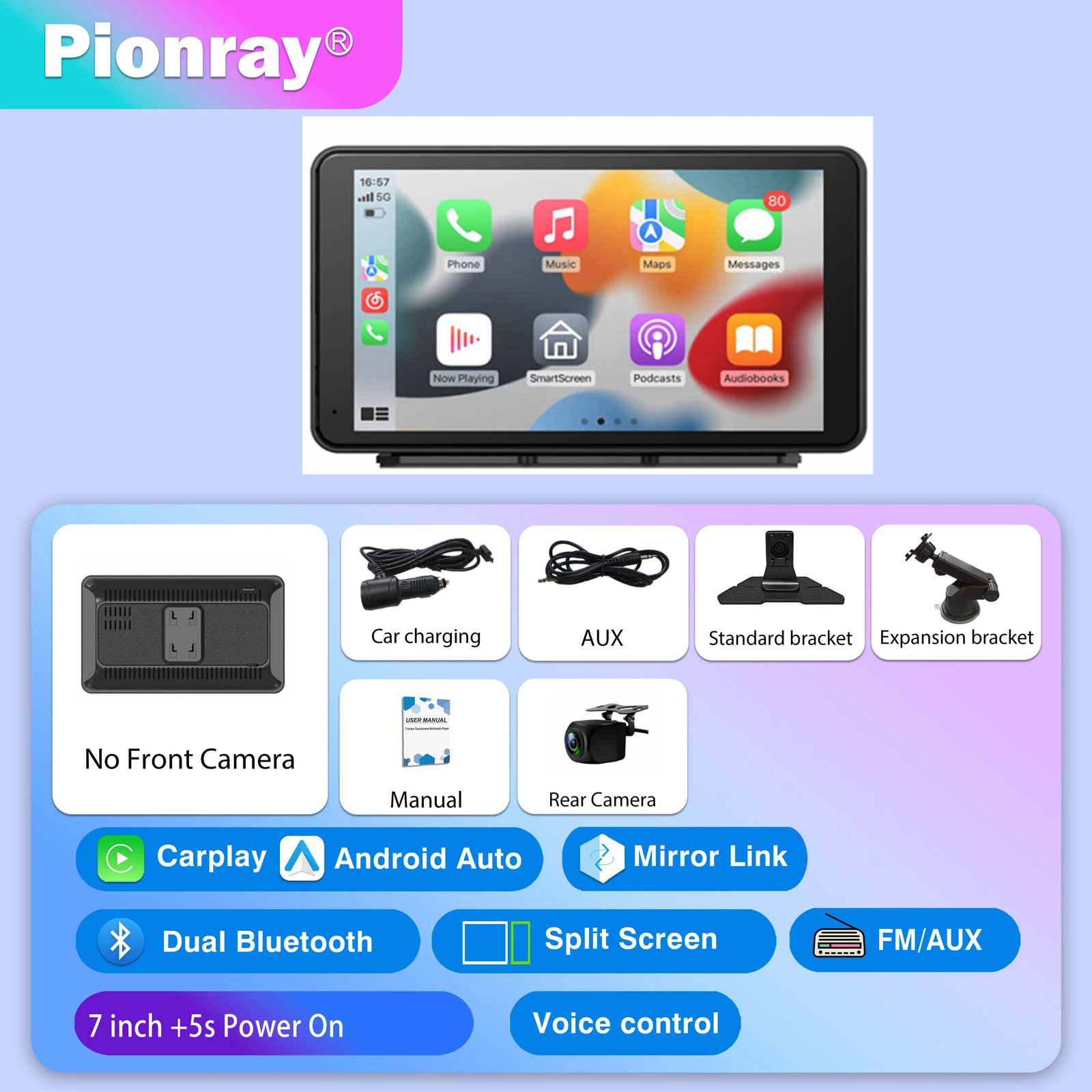 7/10 Inches Android Auto Universal Portable Carplay for Car Screen Car Radio Vid