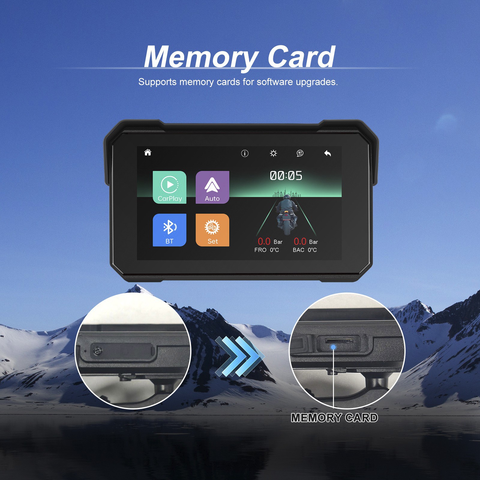 5-inch Wireless CarPlay Android Auto Navigation Sunproof for Motorcycles
