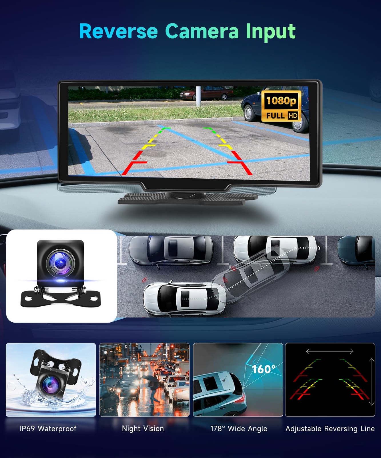 Pantalla Inalambrica 10.3″ Para Automovil Coche Con Apple Carplay y Android Auto