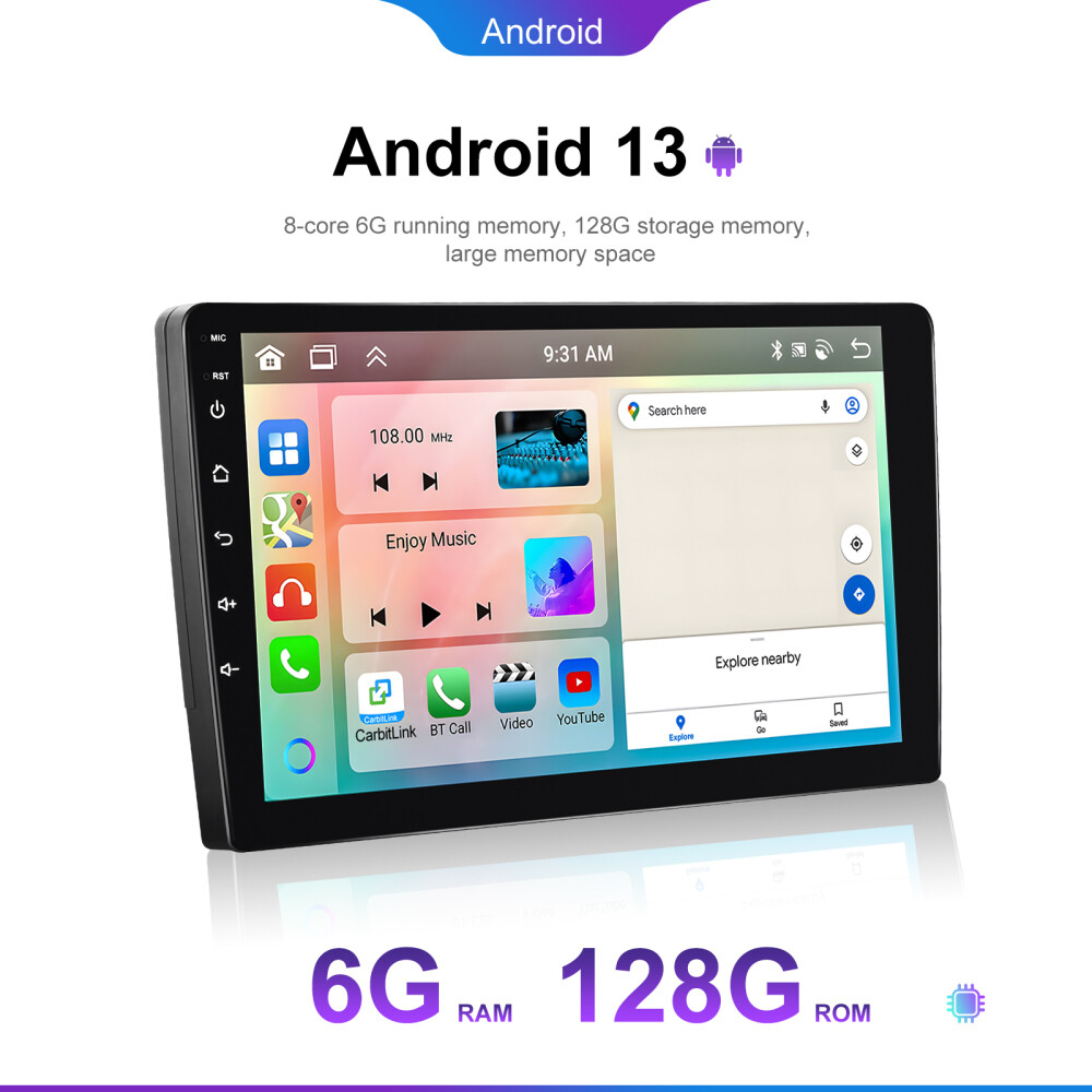 6G+128G 8 Core 2 Din CarPlay Car Stereo Radio Android 13.0 GPS Navi DSP WIFI IPS
