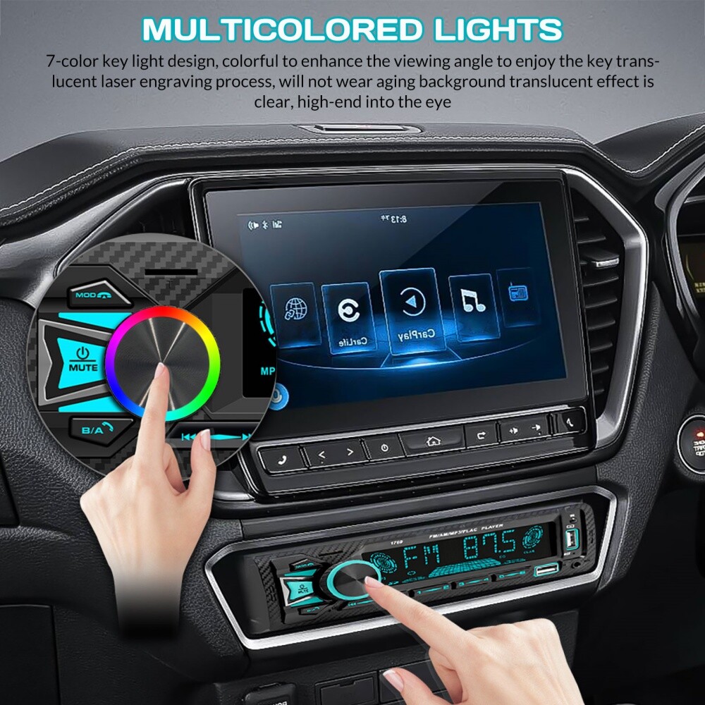 Single Din Car Stereo Bluetooth Hands Free Calling Car Audio Receivers US